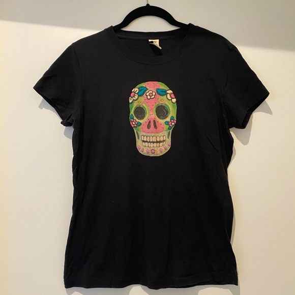 Lucky Brand Dia De Los Muertos Sugar Skull Tee - Picture 1 of 9